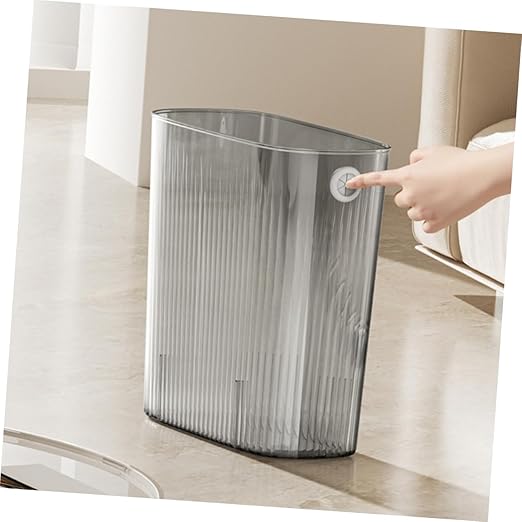 Lurrose Slim Trash Can for Narrow Spaces Design Versatile Bathroom Wastebasket for Bedroom Kitchen and Living Room Plastic Garbage Bin