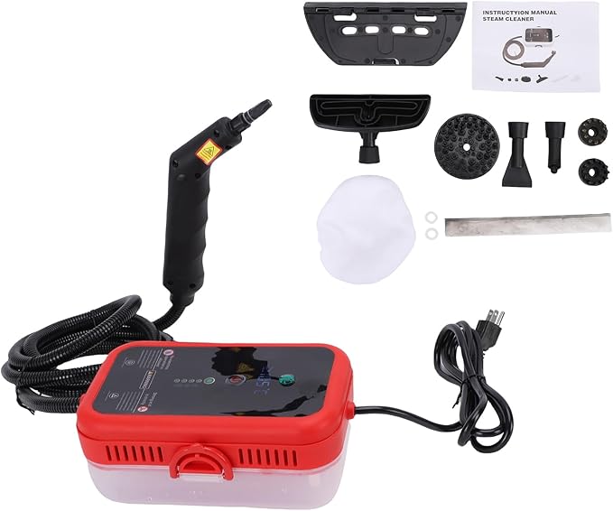 Generic Steam Cleaner Portable High Temperature Handheld Steam Cleaner with Brush Kit for Kitchen Hood Grill Furniture Bathroom Car (Red)