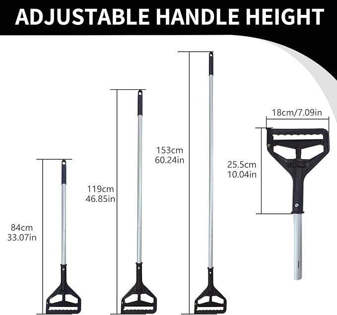 60 Inch Industrial Mop Handle Commercial mop Handle Heavy Duty Industrial mop Bucket mop Handles Heavy Duty Commercial mop Head Replacement and Handles mop Stick Black Replacement Mop Stick