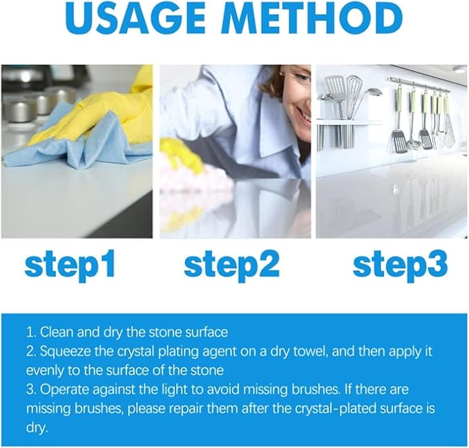 GDSAFS Stone Crystal Plating Agent Stone Stain Remover Crystal Stone &amp Marble Cleaning Agent Effectively Removes Oxidation Rust Stains (3pcs)