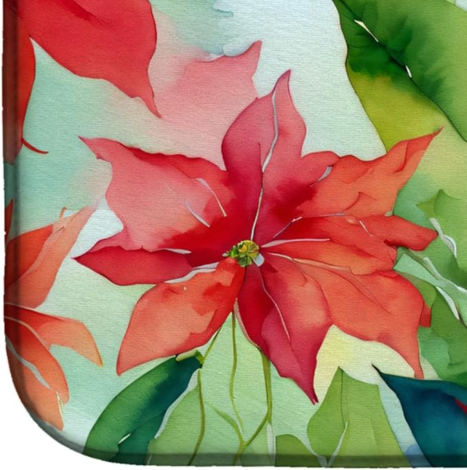 Caroline's Treasures DAC1602DDM Poinsettias in Watercolor Dish Drying Mat Absorbent Dish Drying Mat Pad for Kitchen Counter Dish Drainer Mat for Countertop 14 x 21 Multicolor