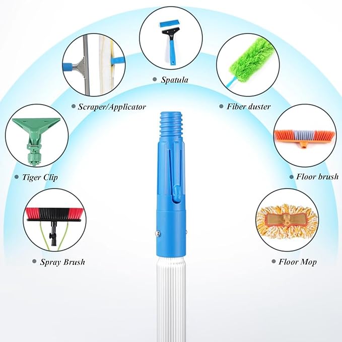 Window Scrubber with Long Handle Glass Cleaning Tools with 30cm Cleaning Brush and 20m Water Pipe for Car Shower Indoor or Outdoor Mirror Door Solar Panel