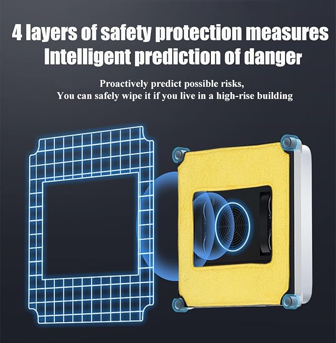 GERRIT Intelligent Fully Automatic Two-Way Water Spray Window Cleaning Robot 2800Pa Strong Suction Window Cleaning Robot Edge Detection Technology Anti-Fall Protection Ultra-Thin Body