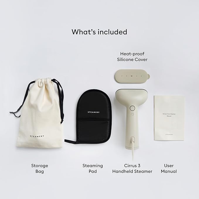 Steamery Handheld Clothes Steamer Cirrus 3 1200W US Plug Heated Ironing Plate Fast Heat Up Garment Wrinkle Remover Beige