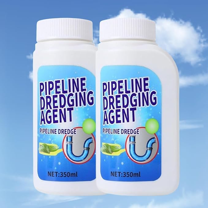 Powerful Pipe Dredging Agent for Kitchen and Bathroom Dissolves Waste and Stains Safe for All Pipes(2pcs)