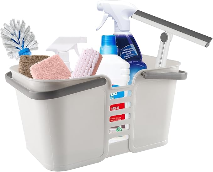 Cleaning Supply CaddyLarge Cleaning Products Storage Organizer with HandlesPortable Plastic Bucket Tool Storage Shower Caddy Basket for Bathroom Bedroom Kitchen College Dorm Garden