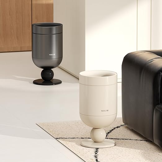 Bathroom Trash Can with Lid - Motion Sensor Smart Garbage Bin with Toilet Brush 2 Gallon / 7L Small Automatic Trash Can Odor-Control for Bathroom (Grey-Top Open)