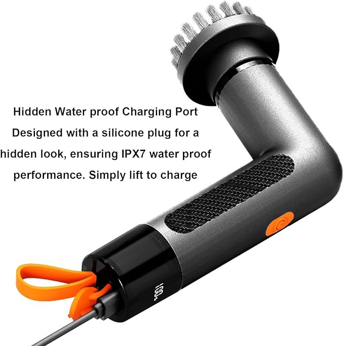 Pssopp Cordless Cleaning Brush Scrubber 2 Speed Adjustable Electric Shower Scrubber with 4 Replaceable Heads for Kitchen Sink Tile Floor (Black)
