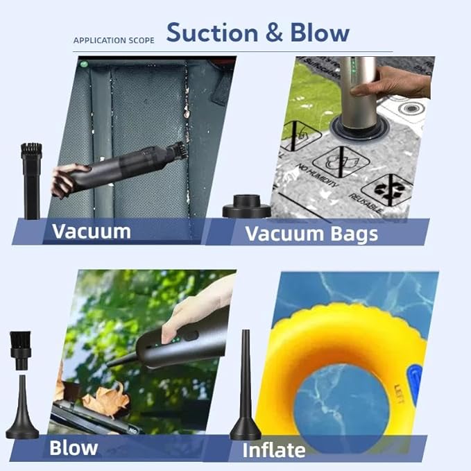 Portable Cordless Car Vacuum Cleaner Suction Power 19000Pa with Brushless Motor Handheld Mini Vacuum Cleaner with Multiple Attachments 3 Suction ModesRechargeable (Golden)