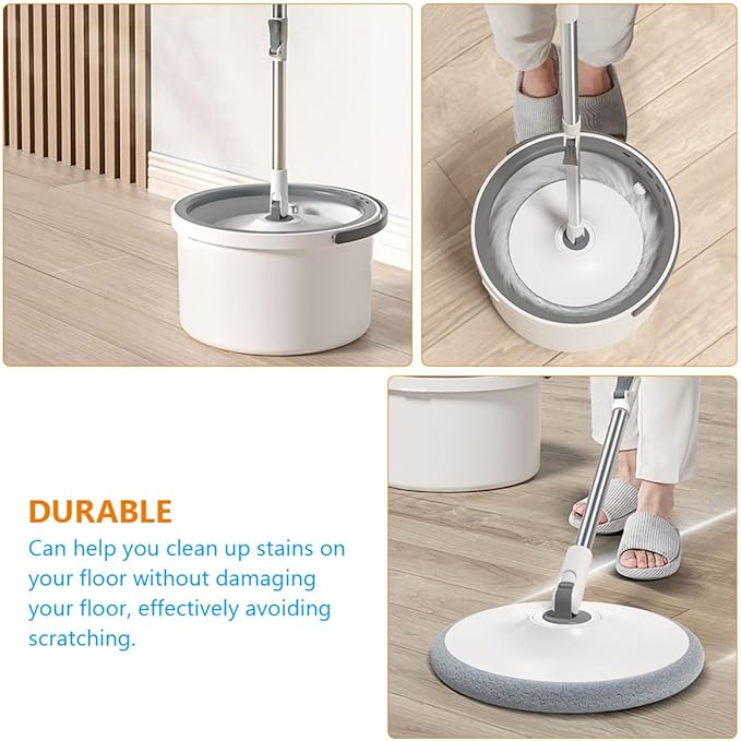 Rotary Floor Mop with Long Handle and Detachable Microfiber Head Wet Dry Dust Mop for Laminate and Hardwood Floors Household Cleaning Tool with Water Separation System for Home