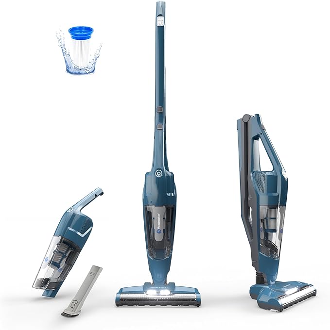 Vacmaster Portable 10.8V 2-in-1 Cordless Stick Lightweight Vacuum Cleaner with 2-Speed Power Control and LED Headlight for Hardwood Floor Carpet &amp Pet Hair Blue