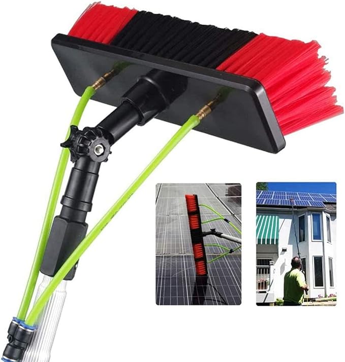 3-12m Window Cleaning Pole Window Cleaner Kit Water/Hose Fed Pole Window Cleaning Brush Equipment Cleaning Photovoltaic and Solar Panels Conservatory roof Cleaner50cm Brush he
