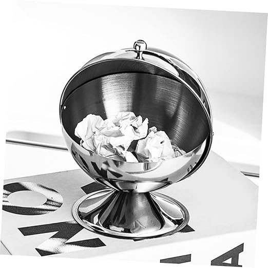 Stainless Steel Mini Trash Can with Lid Compact Covered Wastebasket for Office Bedroom and Kitchen Stylish Indoor Garbage Bin for Small Spaces