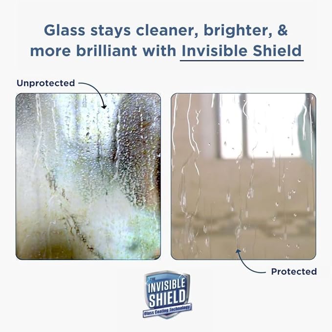 Invisible Shield Protective Glass Shower Coating for Showers Mirrors Windows Tile to Repel Soap Scum and Hard Water Minerals for Easier Cleaning (2 Pack) 16 oz