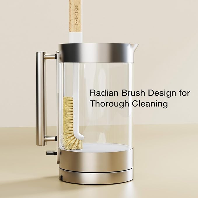 Cleaning Brush Diveotree Hard Bristle Brush for Deep Cleaning Grout Sink Cup Teapot Bottle Blender Multi-Purpose Brush wih Long Handle for Kitchen (White-2Pack)