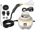 Handheld Steam Cleaner 1500W Pressurized Steam Cleaning Machine with 6 Speeds 3 Brush Heads 1 Extension Rod Portable High Pressure Steam Cleaner with 1L Water Tank &amp Anti-dry Burn Function(Whi