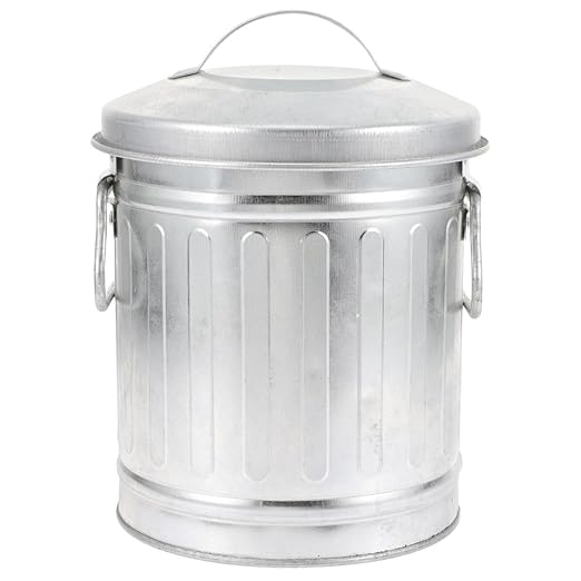 Zerodeko Trash CanCute Traditional Mini Metal Trashcan On The Desktop Decorative Galvanized Bucket Multifunctional Organizer &amp Flower Pot for Home Office Bathroom and Cabin (Silver 5.1 x 7