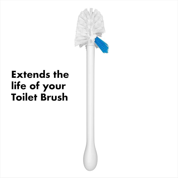 OXO Good Grips Toilet Brush with Rim-Cleaner Replacement Head White Plastic Handle 10-Inch