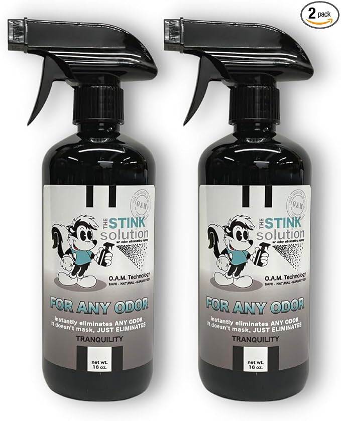 The Stink Solution Tranquility For Any Odor Eliminating Spray For Sweat Urine &amp Foul Odors. Safe To Spray On Hands Clothes Furniture Mattresses &amp More. Works Instantly. - 2 16 oz Bottles