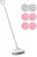 Cordless Electric Spin Mop with 220 RPM High Speed Motor for Hardwood Tile Laminate and Vinyl Floors with 3 White and 3 Blue Pads