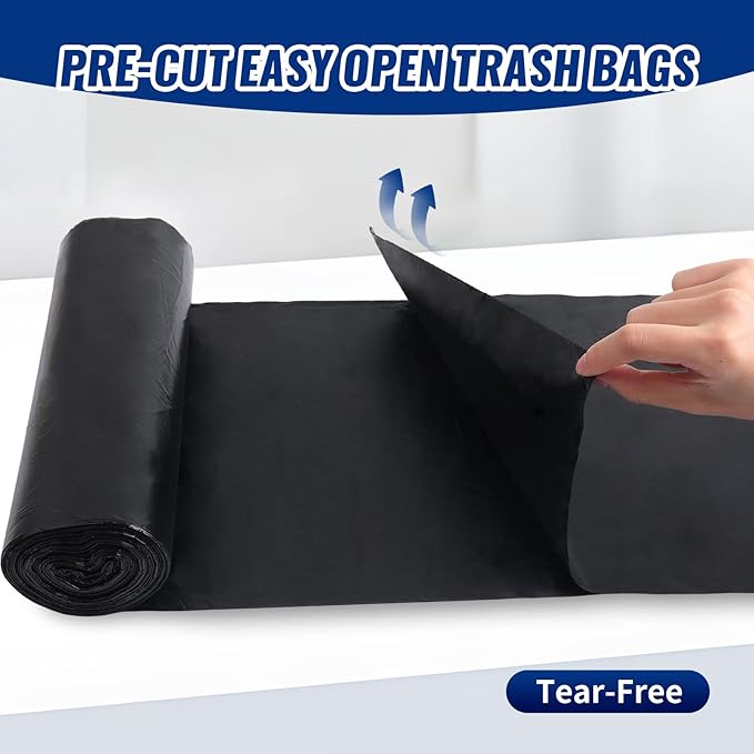 AROIC 55-60 Gallon Trash Bags 120 Count Tear-Free Large Black Garbage Bags 17 Micron Lightweight Black Liners for Kitchen Office Outdoor Lawn and Leaf Bags &amp Daily Use Dry Waste