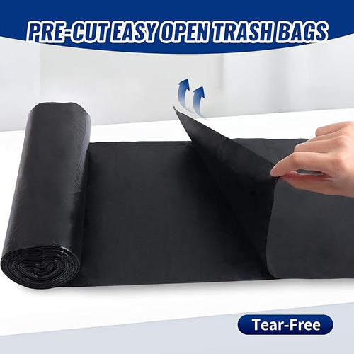 120 Count 55-60 Gallon Trash Bags Tear-Free Large Black Garbage Bags for Kitchen Office Outdoor Commercial Use Lawn and Leaf Bags Lightweight 17 Micron Design for Daily Dry Waste