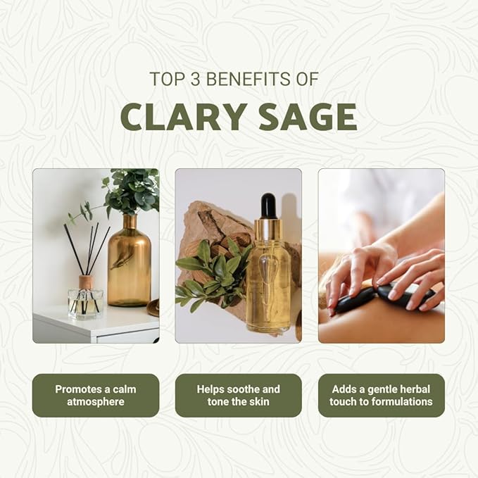 Clary Sage Essential Oil - Direct from France - Steam Distilled - Aceite de Salvia Esclarea for Aromatherapy Massage Diffuser DIY Candle and Soap Making - 2lbs