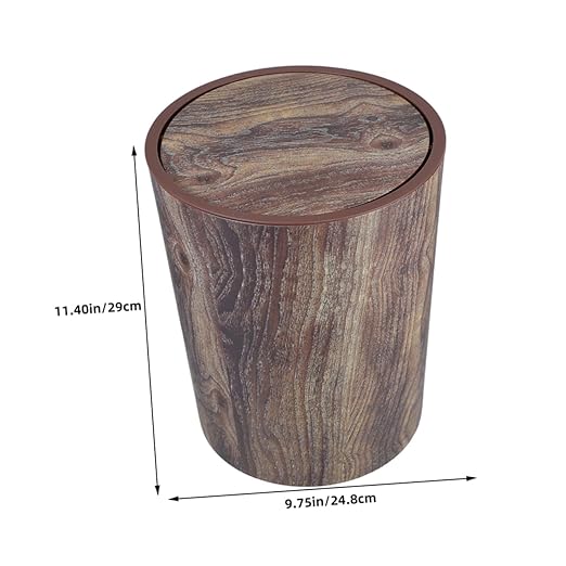 Mobestech Retro Wood Grain Plastic Trash Can Large Capacity Wastebasket for Bedroom Kitchen Office Bathroom Aesthetic Appeal Spacious Design for Spaces