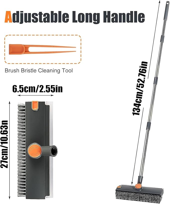 Floor Scrub Brush - Extendable Pole Washing Device Manual Home Scrubber | Bathroom Scrub Brush Multifunctional Bathroom Tile Grout Washer for Kitchen Shower Patio Garage Marble Laminate