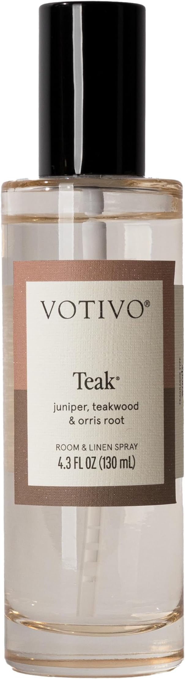 Votivo Teak 4.3 oz Room &amp Linen Spray | Woody Scented Air Freshener for Linens &amp Living Areas | Premium Long Lasting Fragrance