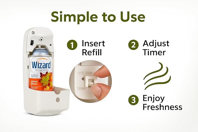 Wizard Automatic Spray Refill Autumn Breeze – 12 Pack (5 oz Each) | Compatible with Air Wick Freshmatic &amp Glade | Long-Lasting Air Freshener &amp Odor Neutralizer for Home Bathroom &amp Office