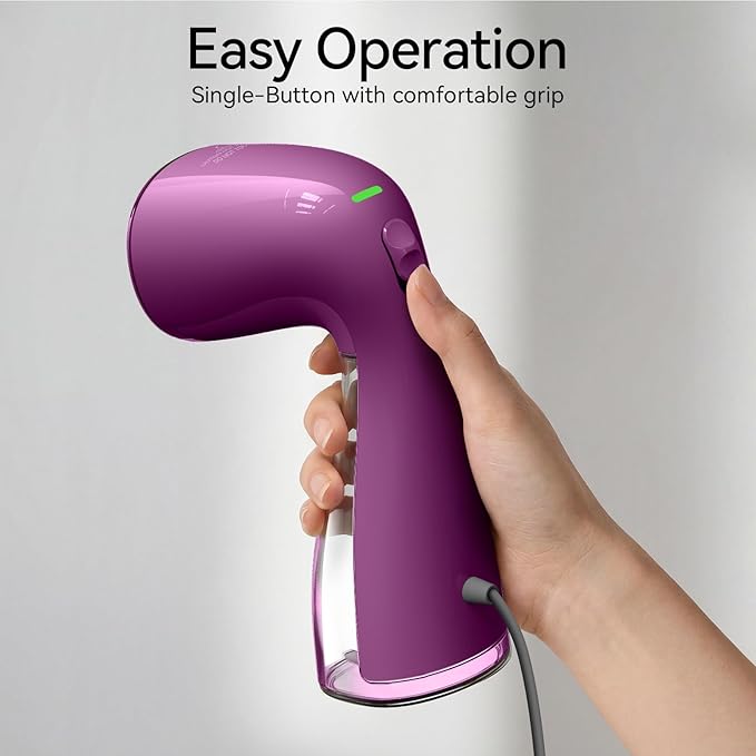 HiLIFE Steamer for Clothes Portable Handheld Design 240ml Big Capacity 700W Strong Penetrating Steam Removes Wrinkle for Home Office and Travel(ONLY FOR 120V) (Orchid Purple)
