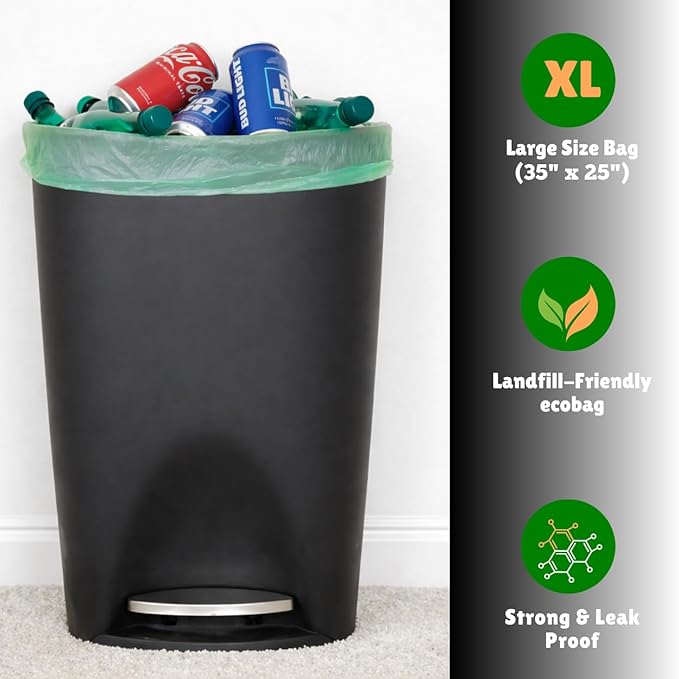Tall Kitchen Biodegradable Trash Bags 13 Gallon (120 Bags) Eco-friendly Medium Green Garbage Bag 55 Liter Landfill-Friendly Can Liners Portable Camping Toilet Bags Made With epi (120 count)