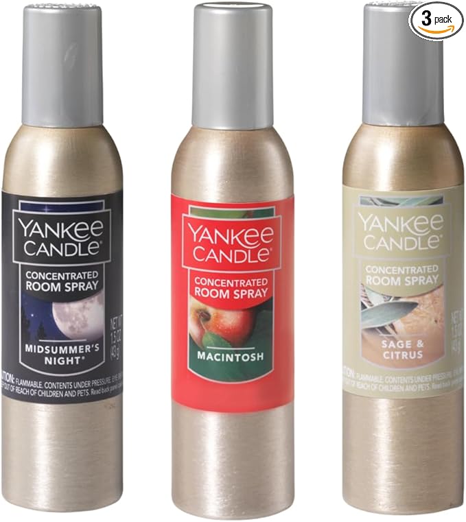 Yankee Candle Concentrated Air Freshener Room Spray Summer Evening Variety Pack Odor Eliminator for Home Bathroom 1.5 Oz (Pack of 3)