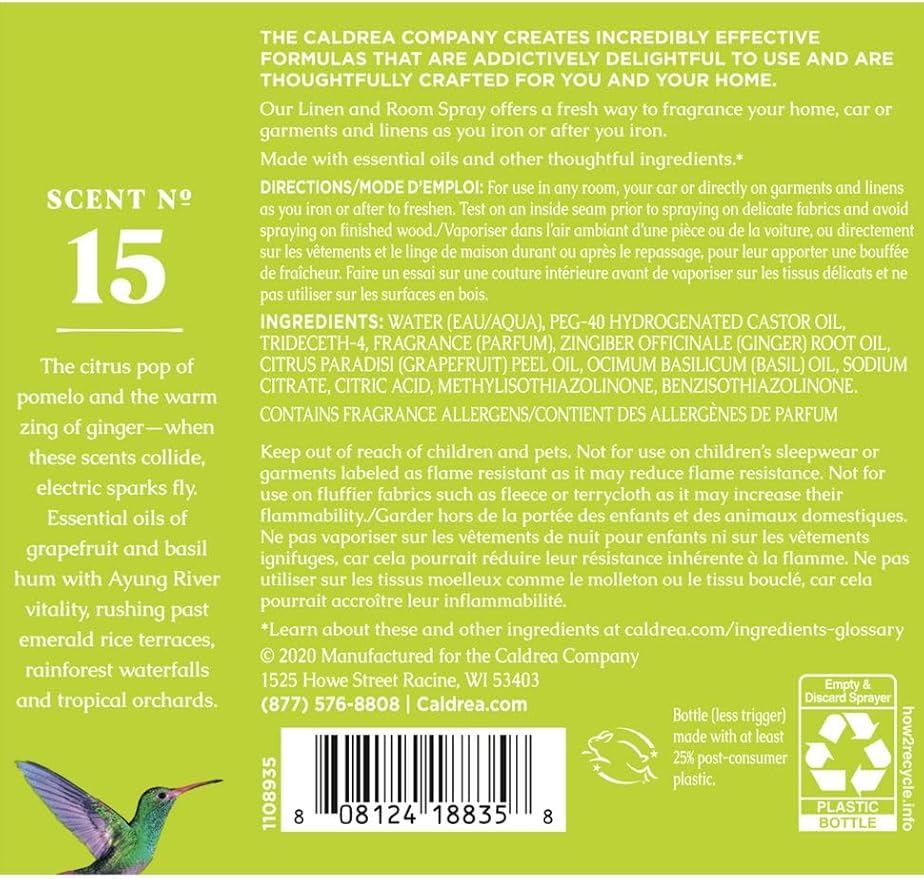 Caldrea Linen and Room Spray Ginger Pomelo - 16 fl oz