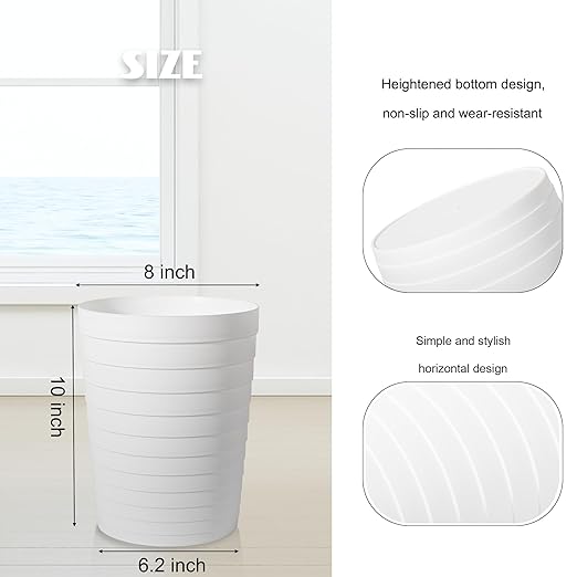 UUJOLY Small Trash Can Wastebasket Garbage Can Container Bins for Bathrooms Laundry Room Kitchens Offices Kids Rooms Dorms (White)