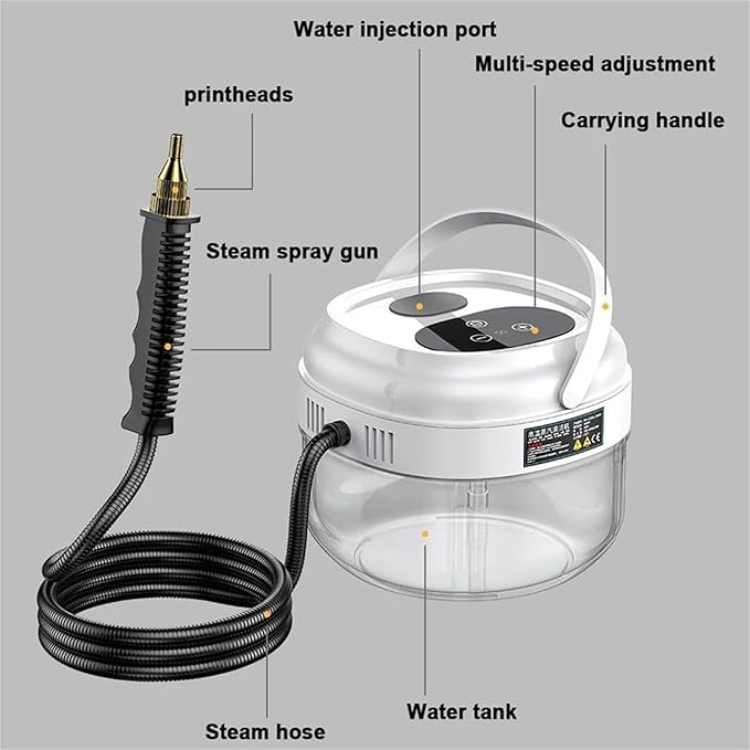 COYEUX 1500ml Water Tank High Pressure Steam Cleaner Handheld Steam Cleaner Touch Screen + 6 Adjustable Steam Levels for Home Kitchen Hood Car Cleaning