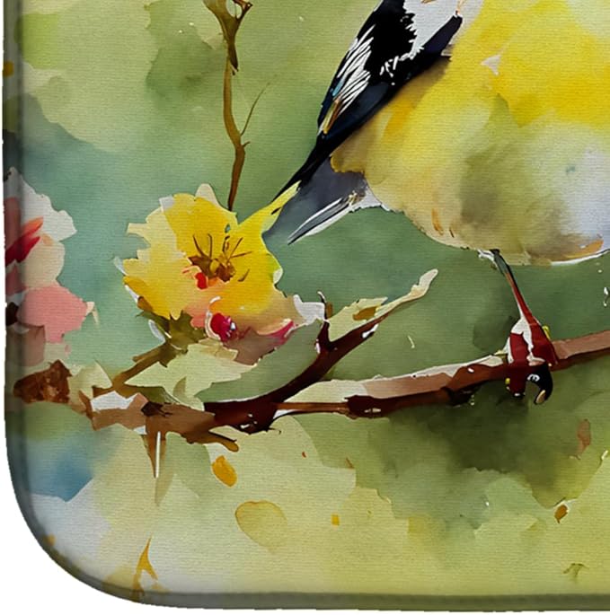 Caroline's Treasures DAC3224DDM Goldfinch Dish Drying Mat Absorbent Dish Drying Mat Pad for Kitchen Counter Dish Drainer Mat for Countertop 14 x 21 Multicolor