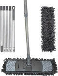 Long Handle Mop Extendable Splicing Rod Dry &amp Wet Rotating Wall Dust Cleaning Brush Ceiling Cleaner Household Tools(Grey-1cloth 5rod)