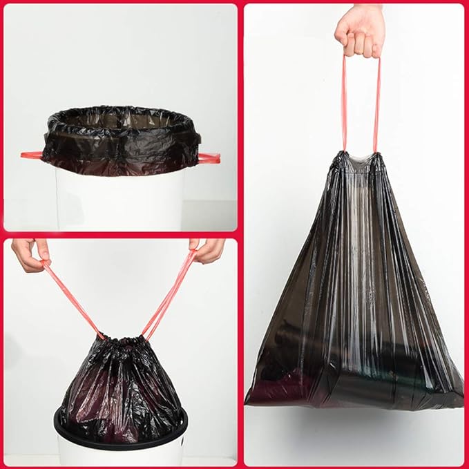 6 Gallon Trash Bags with Drawstrings Black Garbage Bag 208 Counts