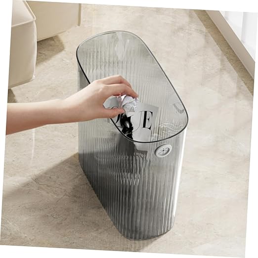 Lurrose Slim Trash Can for Narrow Spaces Design Versatile Bathroom Wastebasket for Bedroom Kitchen and Living Room Plastic Garbage Bin