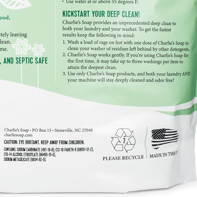 Charlie’s Soap Baby Variety Pack Pre Spray 32 Oz Laundry Powder (100 Load) Laundry Booster &amp Baby Oxi Bleach Bundle (Pack of 4)