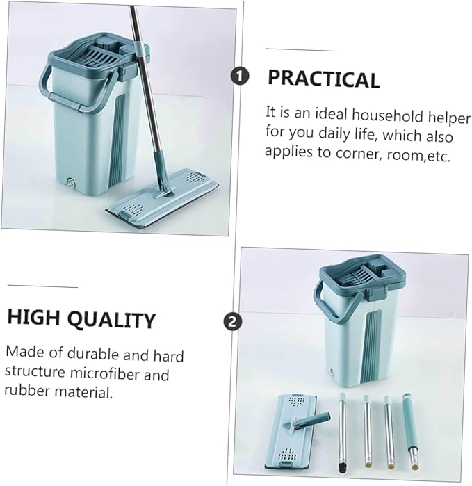 1set Microfiber Mop Bucket for Easy Cleaning Non-Hand Wash Design for Home Use Suitable for Wet and Dry Compact Storage