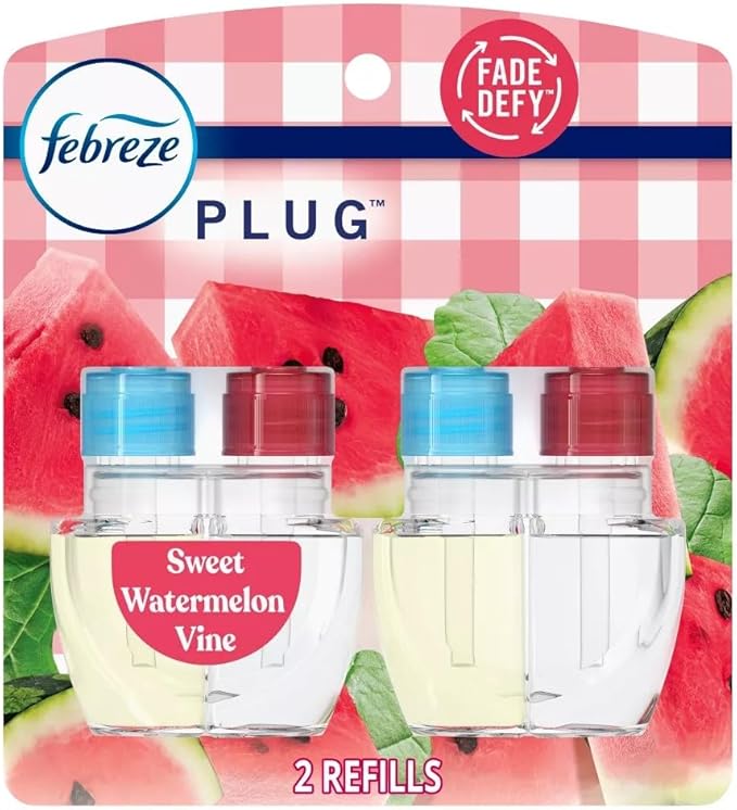 Generic Febreze Plug with Fade Defy Technology Air Freshener - Sweet Watermelon Vine - ((2) Count of 0.87 fl oz Refills) Clear