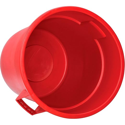Global Industrial Commercial Round Trash Can 55 Gallon Capacity Plastic Garbage Can Indoor and Outdoor Utility Trash Can Red 26-1/4W x 33-1/8H No Lid