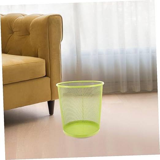 Metal Mesh Trash Can for Bathroom and Office Large Green Wire Wastebasket Multipurpose Rubbish Container for Living Storage and Waste Practical Home and Hotel Use