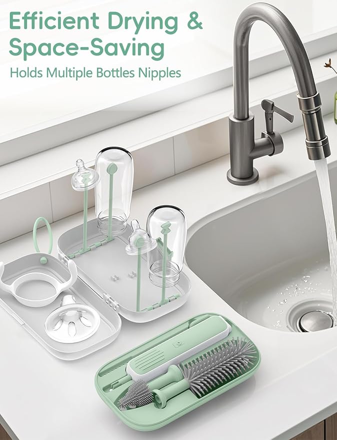 Electric Baby Bottle Brush Cleaner for Travel – BPA-Free Silicone One-Button 360° Deep Cleaning 2000mAh Rechargeable Portable Bottle Cleaning Kit with Storage Box for Home &amp On-The-Go