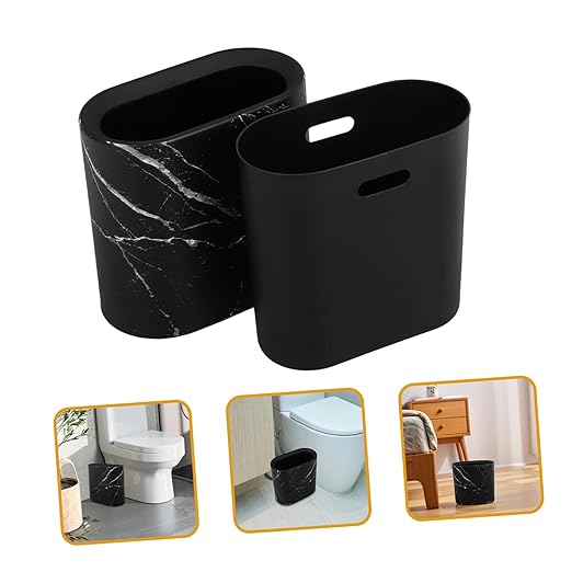 PRETYZOOM Marble Trash Bin for Bathroom Elegant Decorative Wastebasket for Home Kitchen Office and Hotel Use and Easy to Clean Design for Stylish Garbage Storage