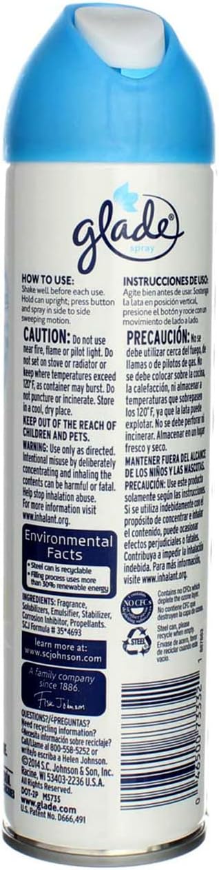 Glade Clean Linen Spray Air Freshener 8 oz (Pack of 12)