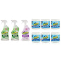 OdoBan Ready-to-Use Disinfectant and Odor Eliminator Set of 3 Spray Bottles 32 Ounce &amp Solid Odor Absorber Eliminator for Home and Small Spaces Fresh Linen Scent 14 Ounces Each 6-Pack